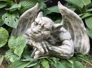 De XL Denker- Gargoyle- decoratie voor de muur - Stone Monster- middeleeuwse figuren tuin.